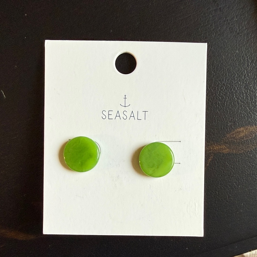 Seasalt Green Resin Stud Earrings